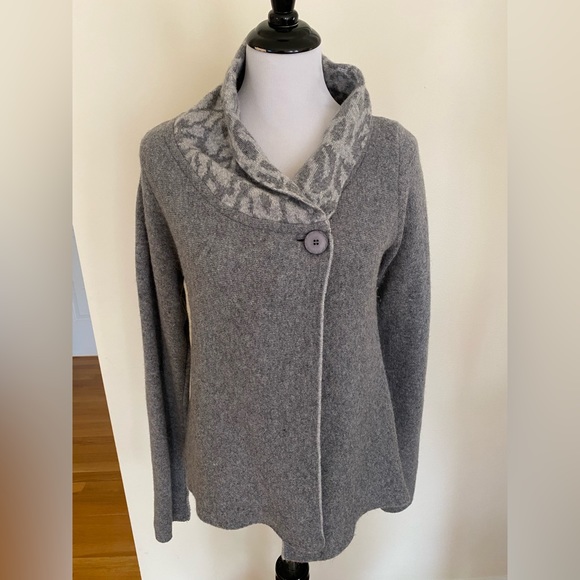 Chiaramente Made in Italy Wool Animal Print Cardigan Size Large - Picture 6 of 15